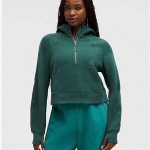 Scuba oversized half zip hoodie in forest green color in XS/S